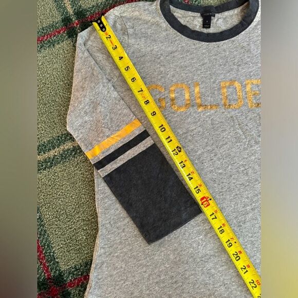 J. Crew long sleeved tshirt with metallic gold print on front and sleeves NWOT S - Picture 6 of 11